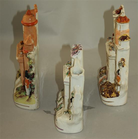 Crimean War Interest: Three Staffordshire pottery models of castles, 18 - 25cm